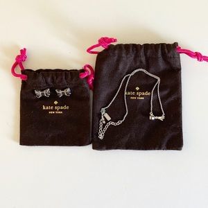 Kate spade silver bow necklace and earring set